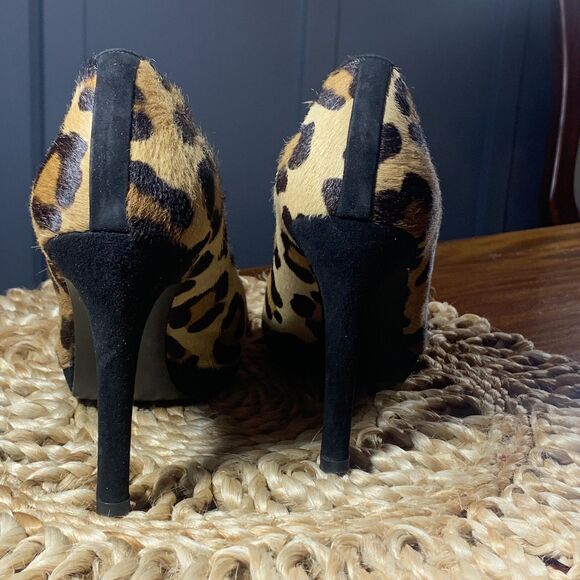 Stuart Weitzman‎ 7M Leopard Calf Hair Stiletto Animal tan black Platform - Picture 5 of 14